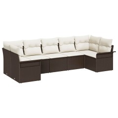 vidaXL Set di Divani da Giardino 7 Pezzi con Cuscini in Rattan Sintetico Marrone di