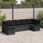 vidaXL Set di divani da giardino 7 pezzi con cuscini in rattan polietilene nero