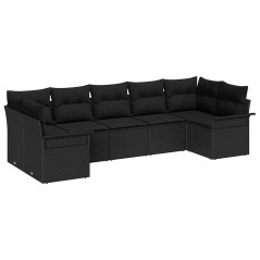 vidaXL Set di divani da giardino 7 pezzi con cuscini in rattan polietilene nero