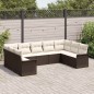 vidaXL Set di divano da giardino , 9 pezzi con cuscini, marrone in polyrattan