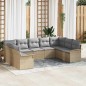vidaXL Set di divani da giardino in 9 pezzi con cuscini vitaXL, rattan sintetico beige