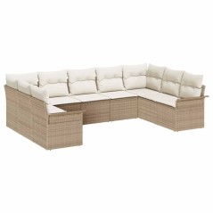 vidaXL Set di divani da giardino a 9 pezzi con cuscini beige in rattan sintetico