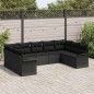 vidaXL Set divani giardino con cuscini neri in polirattan