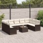 vidaXL Set Divano da Giardino 10 Pezzi con Cuscini, Marrone, Rattan Sintetico