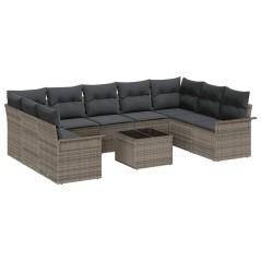 vidaXL Set divano giardino 9 pezzi con cuscini in rattan sintetico nero.