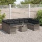 vidaXL Set divano giardino 9 pezzi con cuscini in rattan sintetico nero.
