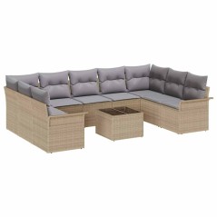 vidaXL Set di divani da giardino , 10 pezzi con cuscini in rattan sintetico nero.