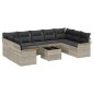 vidaXL Set Divano da Giardino da 10 Pezzi con Cuscini Grigi in Rattan Sintetico