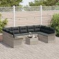 vidaXL Set Divano da Giardino da 10 Pezzi con Cuscini Grigi in Rattan Sintetico