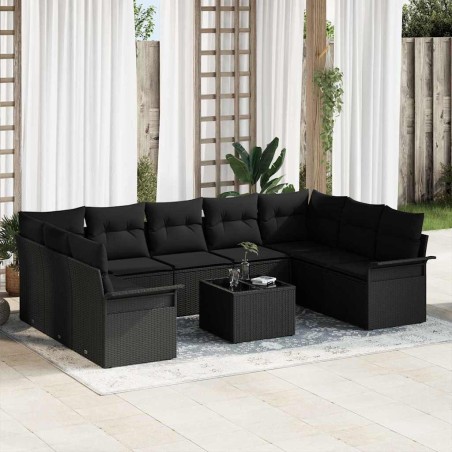 vidaXL Set Divano da Giardino 10 Pezzi con Cuscini, Rattan Sintetico Beige