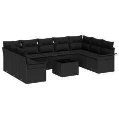 vidaXL Set Divano da Giardino 10 Pezzi con Cuscini, Rattan Sintetico Beige