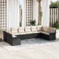 vidaXL Set Divano da Giardino a 10 Pezzi con Cuscini Neri in Rattan Sintetico