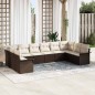 vidaXL Set da Giardino 10 Pezzi con Cuscini Marroni in Rattan Sintetico