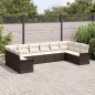 vidaXL Set da Giardino 10 Pezzi con Cuscini Marroni in Rattan Sintetico