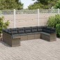 vidaXL Set di Divani da Giardino da 10 Pezzi con Cuscini Grigio in Rattan Sintetico.