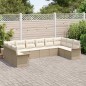 vidaXL Set giardino 10 pezzi con cuscini, poly rattan beige