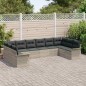 vidaXL Set da giardino di divani 10 pezzi con cuscini grigi in rattan sintetico