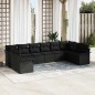 vidaXL Set di divani da giardino da 10 pezzi con cuscini in rattan sintetico nero