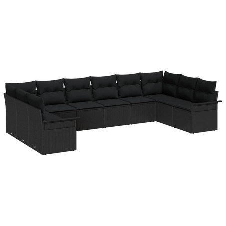 vidaXL Set di divani da giardino da 10 pezzi con cuscini in rattan sintetico nero