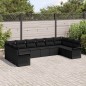 vidaXL Set di divani da giardino da 10 pezzi con cuscini in rattan sintetico nero