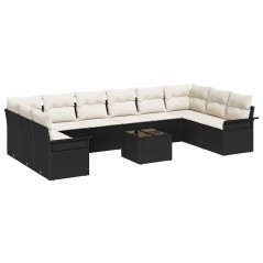 vidaXL Set di divani da giardino da 10 pezzi con cuscini in rattan plastico marrone