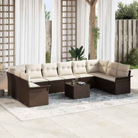 vidaXL Set di Divani da Giardino 10 Pezzi con Cuscini Grigi in Rattan Sintetico