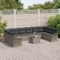 vidaXL Set di divani da giardino 10 pezzi con cuscini neri in polirattan