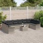 vidaXL Set di divani da giardino 11 pezzi con cuscini grigi in rattan sintetico