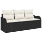 vidaXL Set da Giardino di Sofà 3 Pezzi con Cuscini Neri in Rattan Sintetico