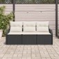 vidaXL Set da Giardino di Sofà 3 Pezzi con Cuscini Neri in Rattan Sintetico