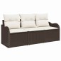 vidaXL Set Divano da Giardino vitaXL a 3 Pezzi con Cuscini Marrone in Rattan Sintetico