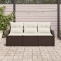vidaXL Set Divano da Giardino vitaXL a 3 Pezzi con Cuscini Marrone in Rattan Sintetico