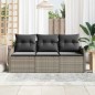 vidaXL Set di divani da giardino a 3 pezzi con cuscini grigi in polyrattan.