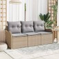 vidaXL Set da Giardino in 3 Pezzi con Cuscini Beige in Polirattan