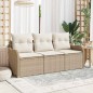 vidaXL Set di Divani da Giardino a 3 Pezzi di con Cuscini Beige in Rattan Sintetico.