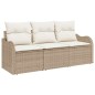 vidaXL Set di Divani da Giardino a 3 Pezzi di con Cuscini Beige in Rattan Sintetico.