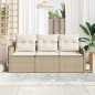 vidaXL Set di Divani da Giardino a 3 Pezzi di con Cuscini Beige in Rattan Sintetico.
