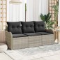 vidaXL Set da giardino con 3 pezzi e cuscini, grigio chiaro, in polyrattan.