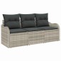 vidaXL Set da giardino con 3 pezzi e cuscini, grigio chiaro, in polyrattan.