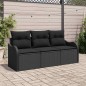 vidaXL Set Divano da Giardino 3 Pezzi con Cuscini in Rattan Sintetico Nero