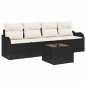 Set Divano Giardino 5 Pezzi con Cuscini Neri in Rattan Polietileno Set Divano Giardino 5 Pezzi con Cuscini Neri in Rattan Polietileno