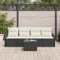 Set Divano Giardino 5 Pezzi con Cuscini Neri in Rattan Polietileno Set Divano Giardino 5 Pezzi con Cuscini Neri in Rattan Polietileno
