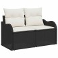 Set Divano Giardino 5 Pezzi con Cuscini Neri in Rattan Polietileno Set Divano Giardino 5 Pezzi con Cuscini Neri in Rattan Polietileno