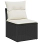 Set Divano Giardino 5 Pezzi con Cuscini Neri in Rattan Polietileno Set Divano Giardino 5 Pezzi con Cuscini Neri in Rattan Polietileno