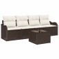 vidaXL Set di divano da giardino 5 pezzi con cuscini in rattan sintetico marrone