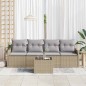 vidaXL Set di divani da giardino 5 pezzi con cuscini beige in rattan sintetico. vidaXL Set di divani da giardino 5 pezzi con cuscini beige in rattan sintetico.