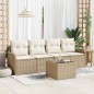 vidaXL Set di divani da giardino a 5 pezzi con cuscini beige in polirattan