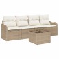 vidaXL Set di divani da giardino a 5 pezzi con cuscini beige in polirattan