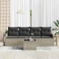 vidaXL Set giardino 5 pezzi con cuscini grigio chiaro in rattan sintetico