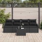 vidaXL Set divani da giardino 5 pezzi con cuscini in rattan sintetico nero